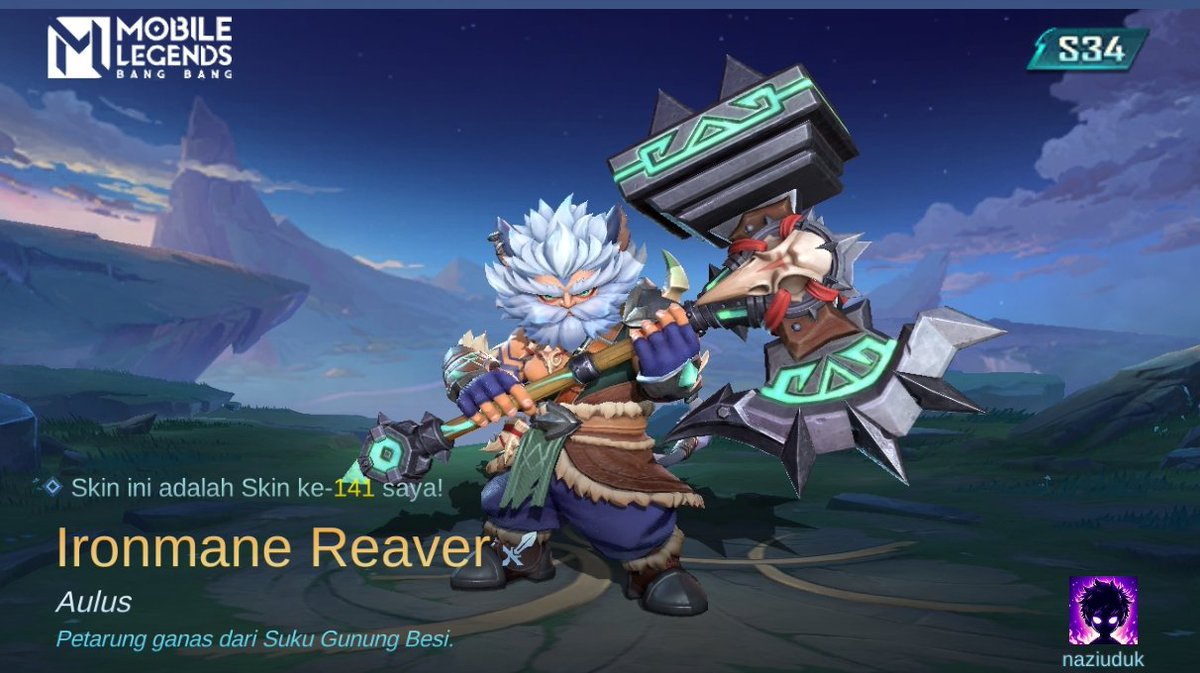 UsepFarhan's tweet photo. Saya baru saja mendapatkan Skin baru Ironmane Reaver di Mobile Legends: Bang Bang! Ayo kita berhadapan melawan Player MOBA terbaik dunia bersama-sama! 
https://t.co/trwAYJdXq7 https://t.co/LCjc1za9hG