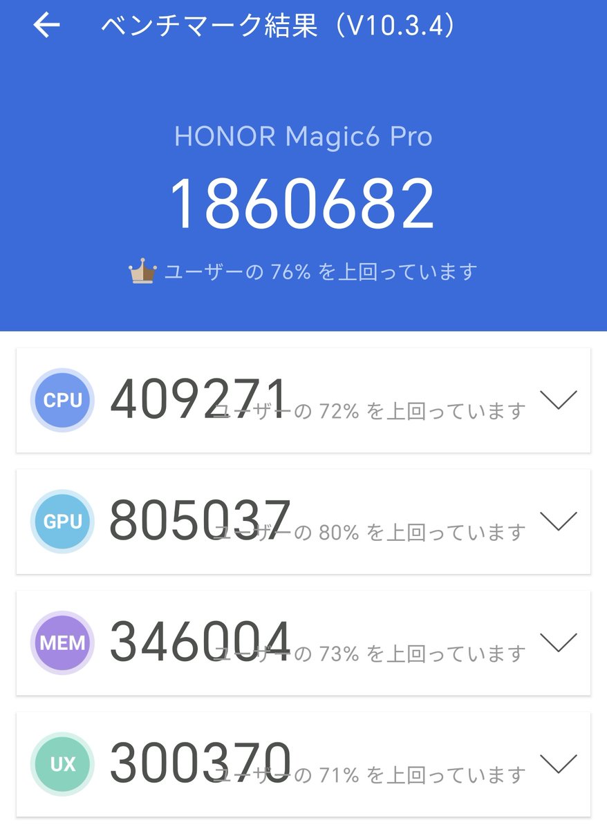 ProntPLAY's tweet image. HONOR Magic 6 Proでantutu回してみた
186万点ってゲーミングスマホには敵わないけど、結構いいスコアでは？
#HONOR 
#Magic6Pro