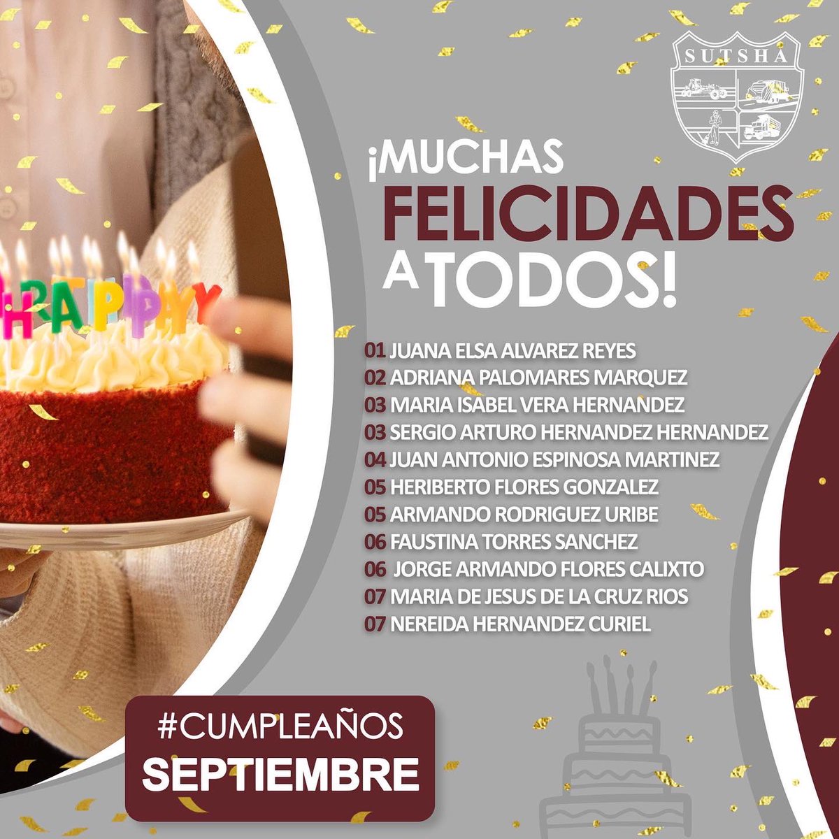 SUTSHA's tweet photo. Que la felicidad y amor los acompañen siempre y que  todos sus deseos se hagan realidad. 

¡Feliz cumpleaños compañeros!
🥳🙌🏻🎂

¡Que pasen un excelente día !

#SomosSUTSHA https://t.co/VYVtif6Q0a