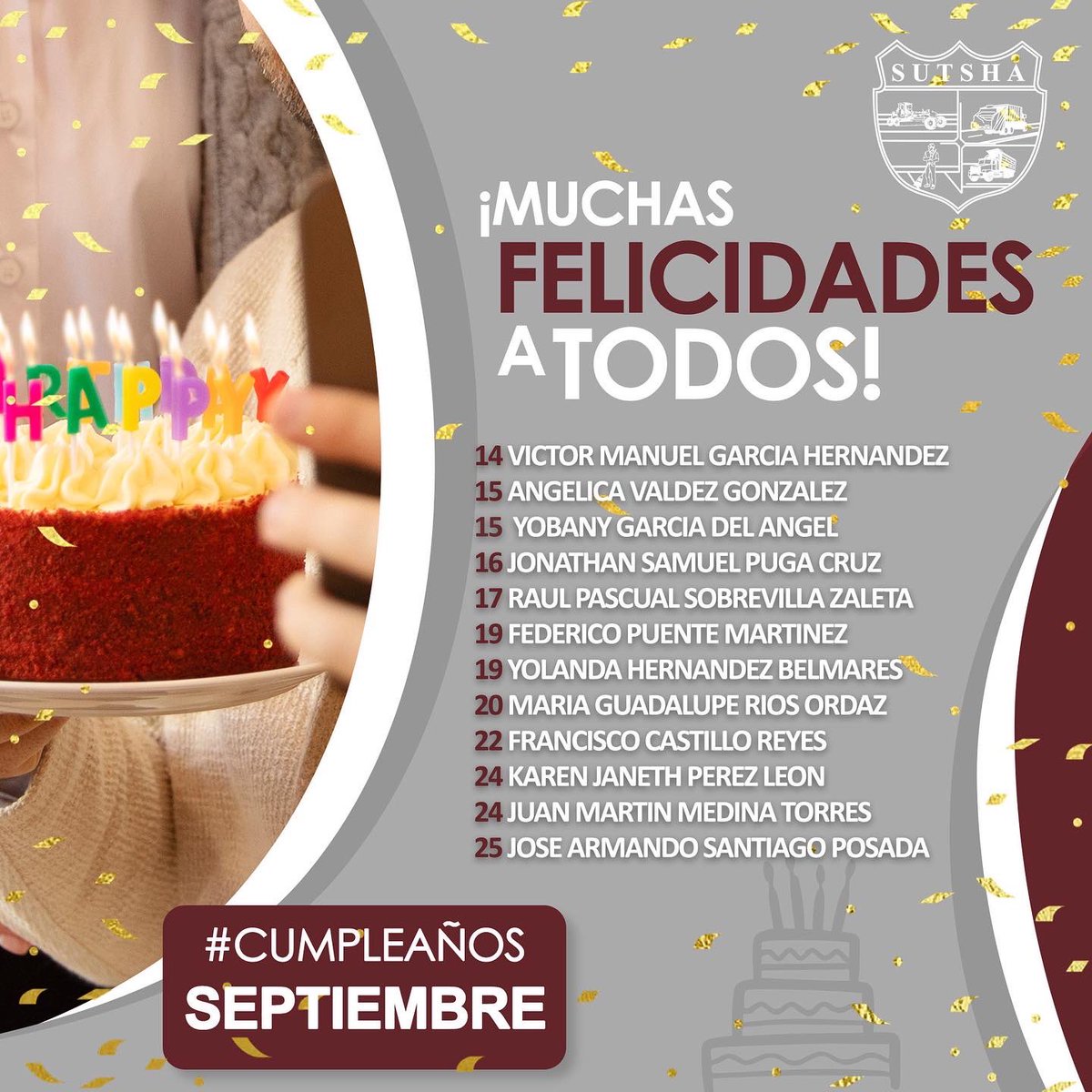 SUTSHA's tweet photo. Que la felicidad y amor los acompañen siempre y que  todos sus deseos se hagan realidad. 

¡Feliz cumpleaños compañeros!
🥳🙌🏻🎂

¡Que pasen un excelente día !

#SomosSUTSHA https://t.co/VYVtif6Q0a
