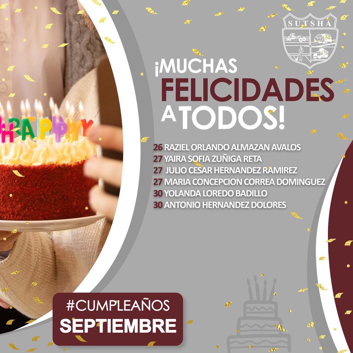 SUTSHA's tweet photo. Que la felicidad y amor los acompañen siempre y que  todos sus deseos se hagan realidad. 

¡Feliz cumpleaños compañeros!
🥳🙌🏻🎂

¡Que pasen un excelente día !

#SomosSUTSHA https://t.co/VYVtif6Q0a