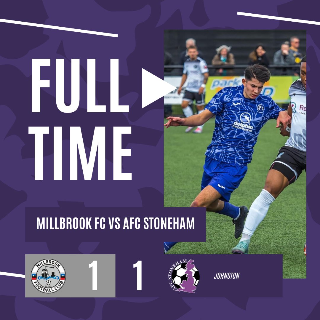 Full Time | 

We have to settle for a point following an 87th minute equaliser. 

Our goal was scored by Jamie Johnston. 

We are at home on Saturday to Cowes Sports. 

#UpThePurps 💜⚽️