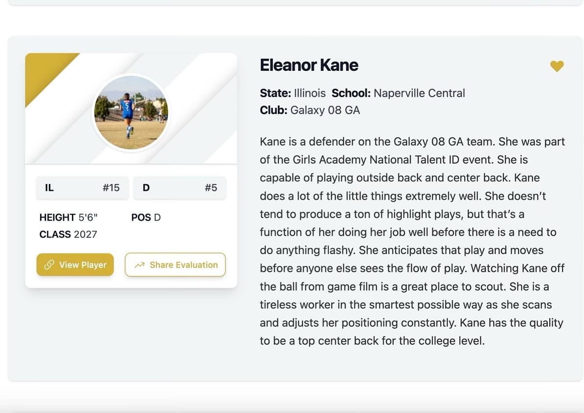 Eleanor Kane 2027 #5 (@kaneeleano005) on Twitter photo Thank you <a href="/PrepSoccer/">Prep Soccer ⚽️</a> and <a href="/JREskilson/">J.R. Eskilson</a> for this amazing article! I appreciate the recognition! Thank you <a href="/PrepSoccer/">Prep Soccer ⚽️</a> and <a href="/JREskilson/">J.R. Eskilson</a> for this amazing article! I appreciate the recognition!