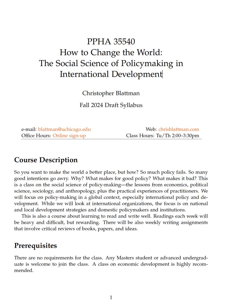 cblatts's tweet image. My Syllabus for my MPP class, &quot;How To Change the World&quot; 

Subtitle: &quot;The Social Science of Policymaking in International Development&quot;

Readings in 🧵

PDF: dropbox.com/scl/fi/mkdl211…