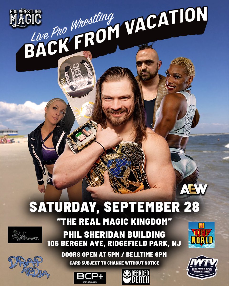 WrestlingMagic's tweet photo. This Saturday!
Two huge matches will be filmed for our return episode of #MondayMorningMagic
@AzRi3aL VS @TroyLockePro VS @TheIsaiahWolf
@timidtamirgibbs & Alex Rivera VS @buddy_tomas @drewmarstonpw
https://t.co/F7ebsEHleB
#ThisIsMagic https://t.co/Mxm6Tsbcga