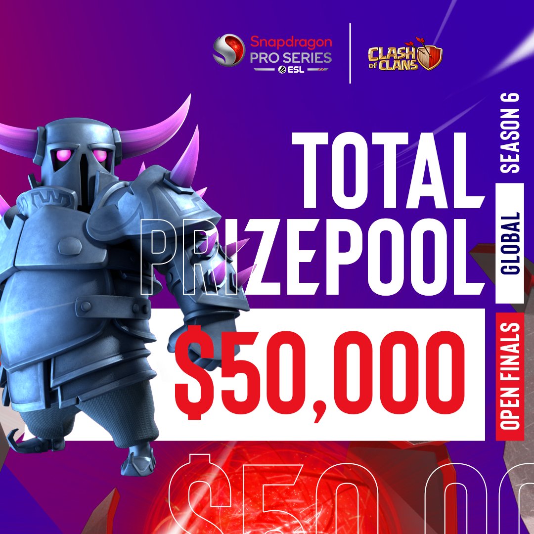 ESLClashofClans's tweet photo. 🔥 Season 6 is coming in HOT! $50,000 prize pool — are you ready to claim your share?

💥 Sign up NOW on FACEIT to secure your spot in the action! 
https://t.co/ERuSY6orNa

#SnapdragonProSeries @CoCEsports https://t.co/tujfrlg7fp