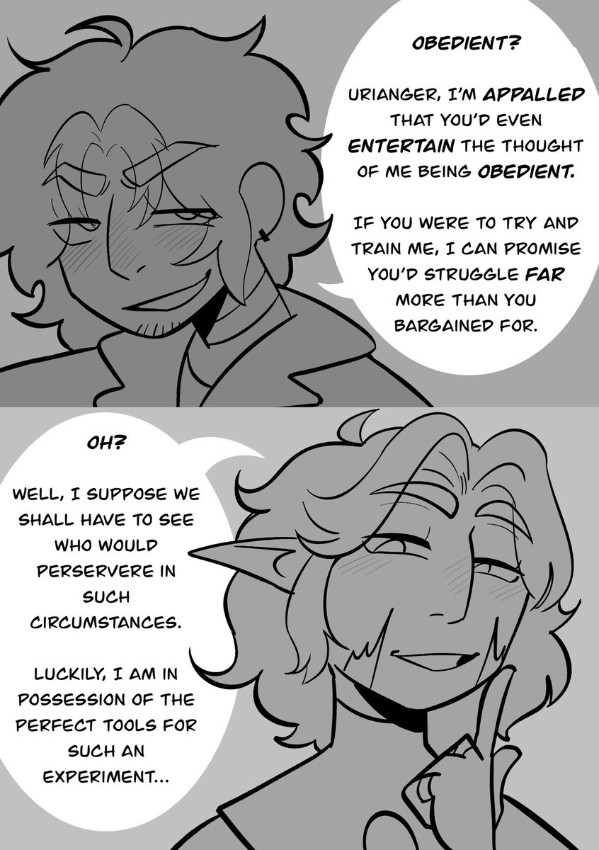 Victor_Alafael's tweet photo. #Urithan comic NSFW (1/2)
I’ve always thought Thancred’s choker looked an awful lot like a collar… https://t.co/g4PtzGXKw7