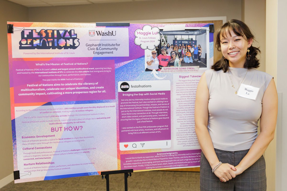 Festival of Nations (@festnations) on Twitter photo We were so lucky to have Maggie Lu on our team as an intern this summer through the <a href="/WashUGephardt/">Gephardt Institute</a> Fellow program.
She brought so much energy team and offered a unique perspective to our communications strategy. We were so lucky to have Maggie Lu on our team as an intern this summer through the <a href="/WashUGephardt/">Gephardt Institute</a> Fellow program.
She brought so much energy team and offered a unique perspective to our communications strategy.