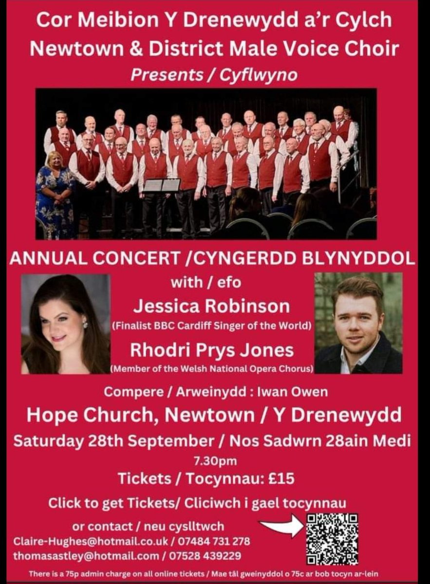 Newtown Male Voice (@newtownmvc) on Twitter photo β¬οΈIT'S COMPETITION TIME!! β¬οΈ
We're giving away two tickets to our Annual Concert featuring <a href="/jess_robz/">Jessica Robinson</a> and <a href="/rhodrijtenor/">Rhodri Prys Jones</a> this Saturday at <a href="/HopeChurchWales/">Hope Church</a> , Newtown. π€©
To enter, just like, tag who you would bring and share this post.π
Winner announced on Friday.
Pob lwc!π€π β¬οΈIT'S COMPETITION TIME!! β¬οΈ
We're giving away two tickets to our Annual Concert featuring <a href="/jess_robz/">Jessica Robinson</a> and <a href="/rhodrijtenor/">Rhodri Prys Jones</a> this Saturday at <a href="/HopeChurchWales/">Hope Church</a> , Newtown. π€©
To enter, just like, tag who you would bring and share this post.π
Winner announced on Friday.
Pob lwc!π€π
