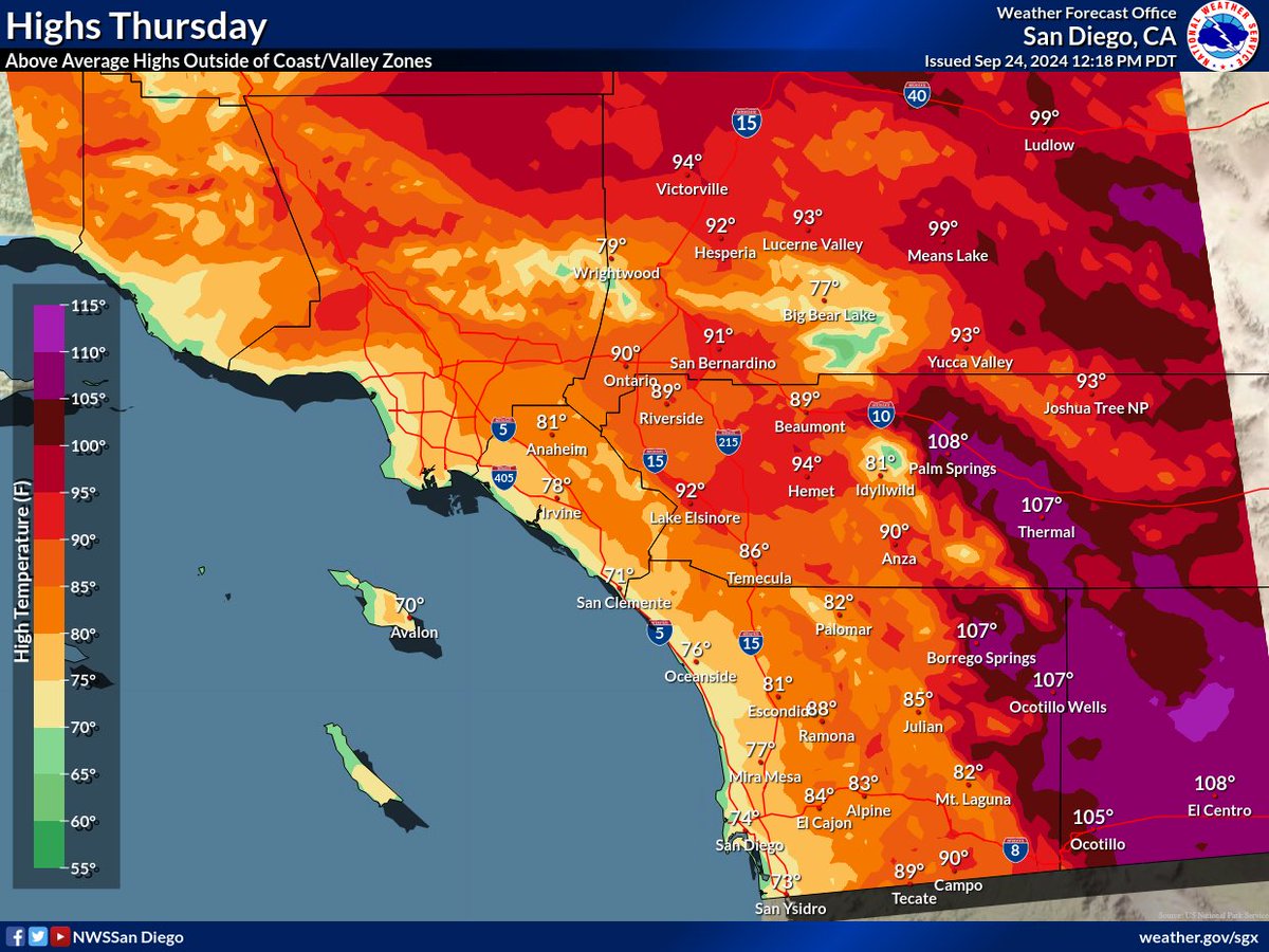 Temperatures will be about 5 to 10 degrees above normal through the ...