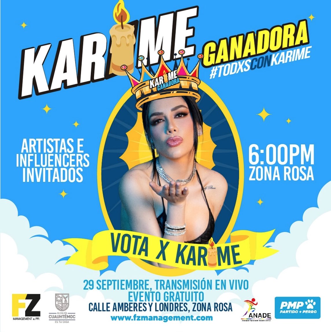 ClipPIug's tweet photo. Amigos todos apoyamos a @karimepindter_ es nuestra ganadora y siempre con el cirio prendido todo nuestro apoyo @partybusmexico #KarimeGanadora https://t.co/yRz9XJdQaV