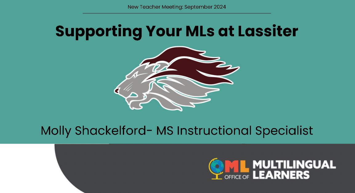 Shout out to the AIC and ML Counselor at <a href="/Lassiter_Lions/">Lassiter</a> for inviting me to work with their new teacher cohort this afternoon on how they can support their MLs! #JCPSML
