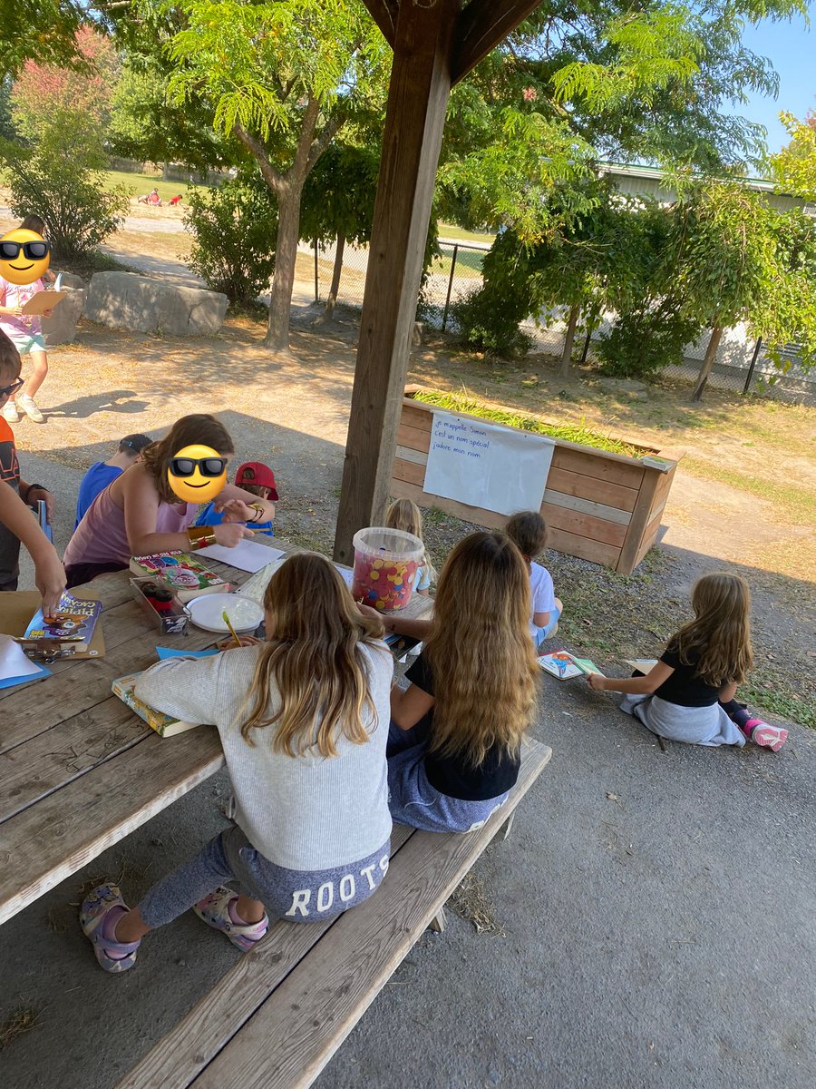 Our outdoor classroom: The Peace Park 💛💚 Taking time to care for our outdoor space and then using it to get some work done.
