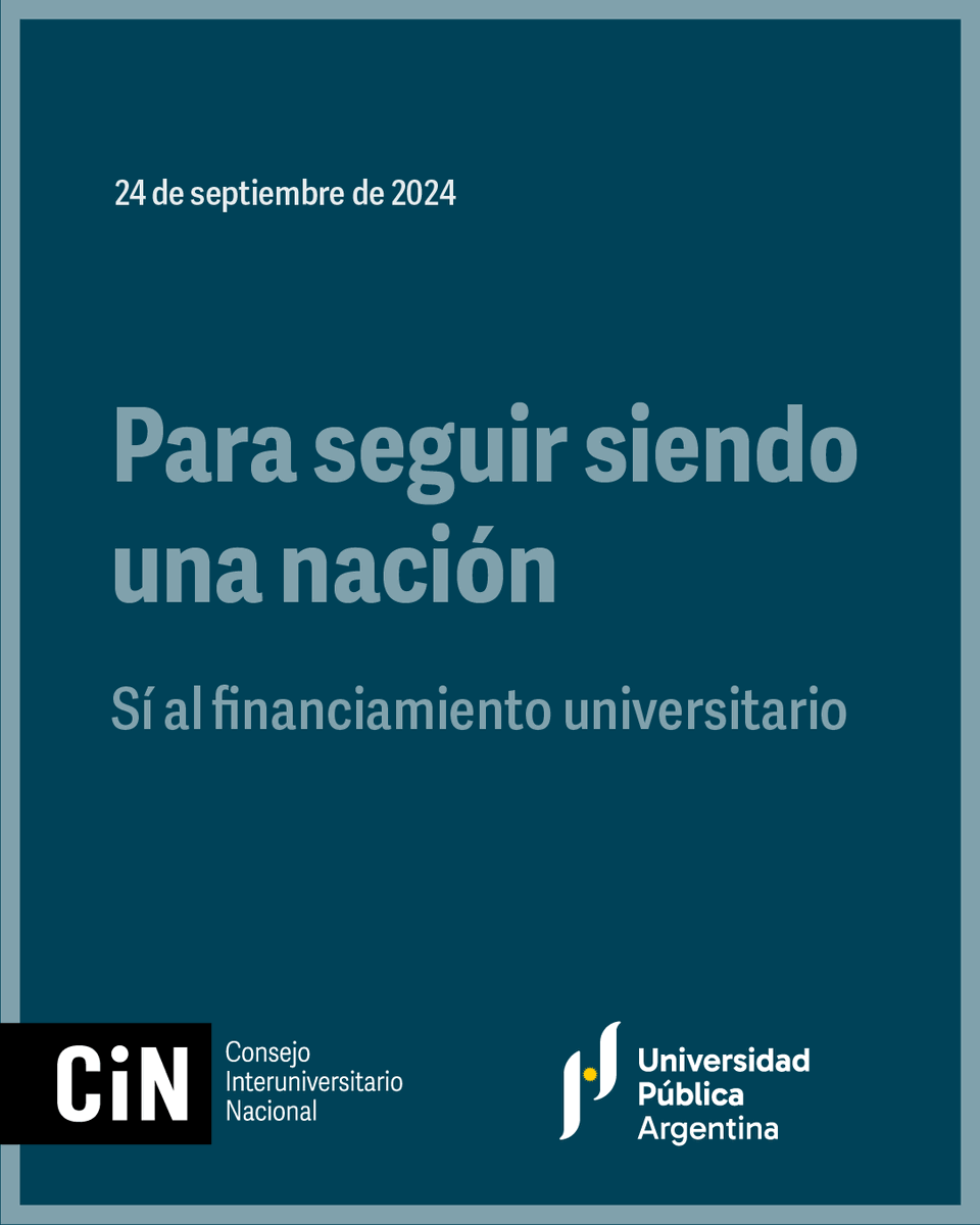 CINoficial's tweet photo. 🇦🇷 Para seguir siendo una nación
Sí al financiamiento universitario

Declaración completa🔗 https://t.co/OY33iOCQfs https://t.co/TmF45BhBCj