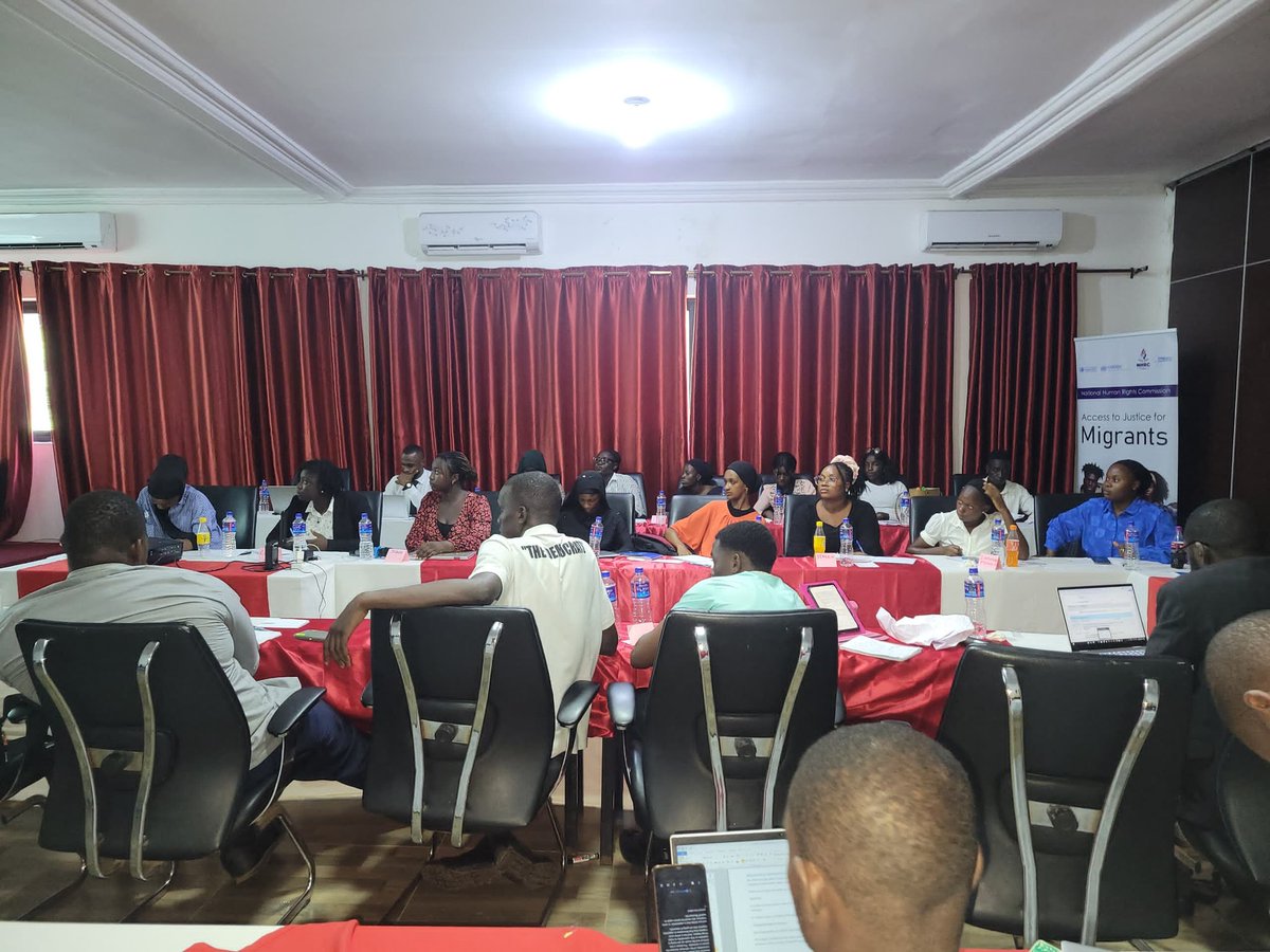 UTGLSA's tweet photo. Day 2

Interactive presentation on migration &amp; human rights; with focus on the obligation of The Gambia to respect, promote and fulfill the human rights of migrants under various international human rights legal frameworks.

@NHRCGambia 
@PROMIS_WAfrica 

#protection4migrants https://t.co/4r6xdlXv35