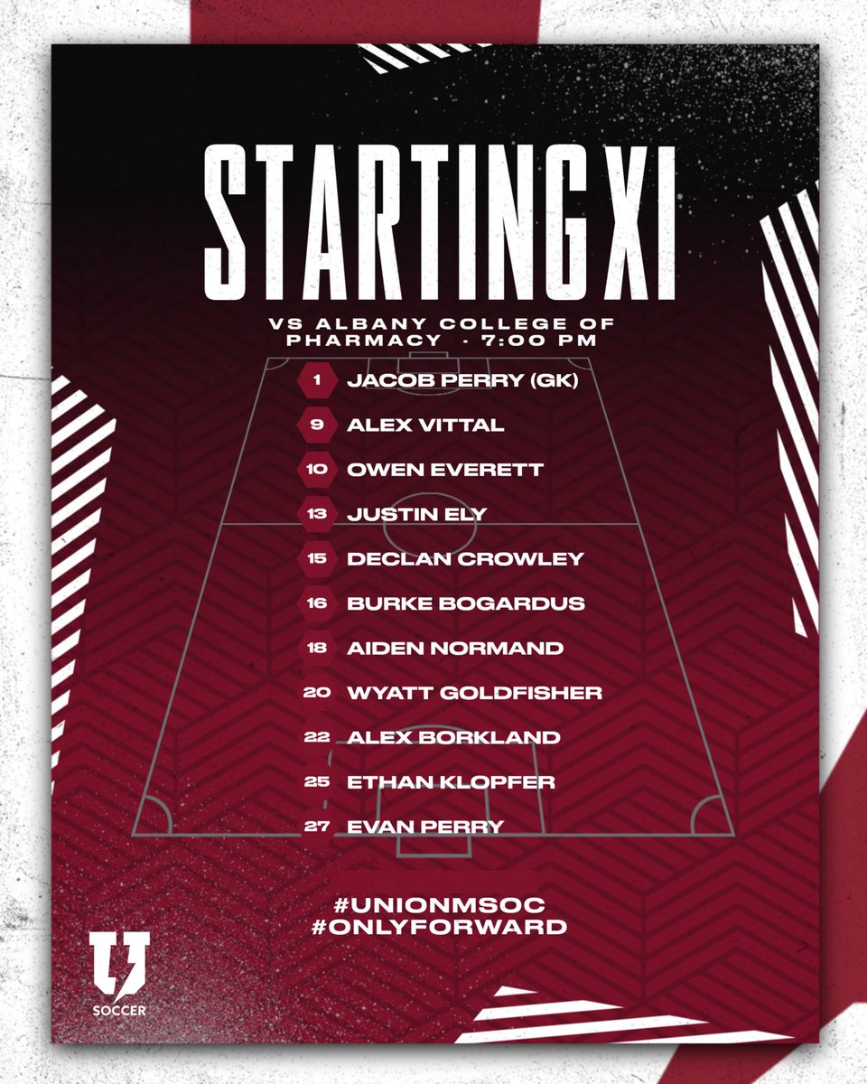 UnionMSoccer's tweet photo. Starting XI🔴⚽️
•
#UnionMSoc #OnlyFoward https://t.co/NR8RZI9Bjg