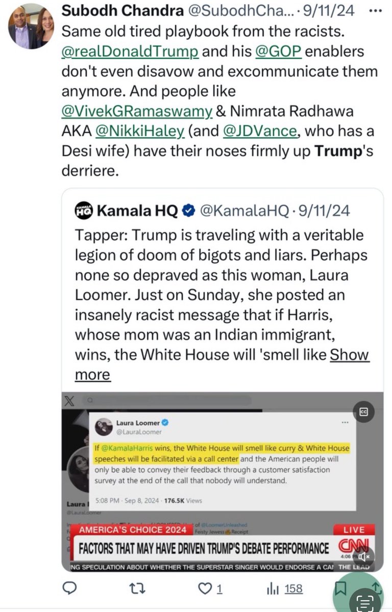 LauraLoomer's tweet photo. This is the lawyer who filed criminal charges against President Trump and JD Vance today. 

He spends his time attacking Indians who choose to support Republicans.

He is a total Trump hater and also a Loomer hater. 

@SubodhChandra should be disbarred for filing a frivolous and politically motivated criminal charge today for the Haitian Bridge Alliance. 

Hey @JDVance he wants to attack your wife for being what he views as a “bad Indian” since your wife is Conservative.
