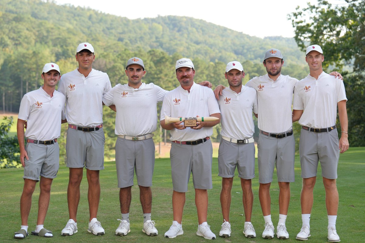 ULM_Golf's tweet photo. 🏆 2024 GMAC CO-CHAMPIONS🏆

The Warhawks shot 30 strokes under par at the Graeme McDowell Invitational and clinched a share of the 2024 GMac Team Championship! 

Louis Anceaux finished tied for second individually and led ULM with a -14 score! https://t.co/2baI0ICqk5
