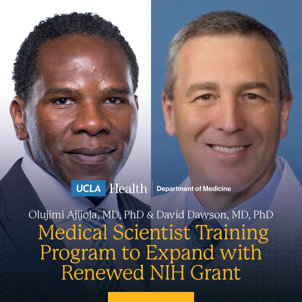 Department of Medicine at UCLA Health (@dom_ucla) on Twitter photo Exciting news for the <a href="/uclacaltechmstp/">UCLA-Caltech MSTP</a>! With a renewed NIH grant, the program has grown to include 30 training positions, highlighting its continued excellence in developing future physician-scientists. Dr. Olujimi Ajijola shares more:Â uclahs.fyi/4ekNeX3 Exciting news for the <a href="/uclacaltechmstp/">UCLA-Caltech MSTP</a>! With a renewed NIH grant, the program has grown to include 30 training positions, highlighting its continued excellence in developing future physician-scientists. Dr. Olujimi Ajijola shares more:Â uclahs.fyi/4ekNeX3