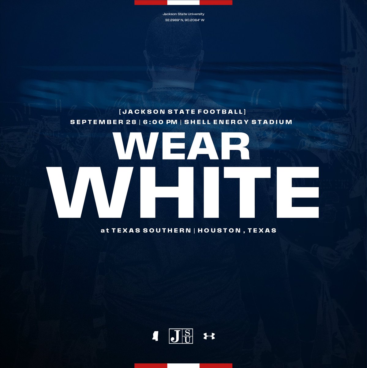 Jackson State Athletics (@gojsutigers) on Twitter photo Make sure and "Wear White" on Saturday in Houston for <a href="/gojsutigersfb/">Jackson State Football</a>
#TheeILove | #BleedTheeBlue Make sure and "Wear White" on Saturday in Houston for <a href="/gojsutigersfb/">Jackson State Football</a>
#TheeILove | #BleedTheeBlue