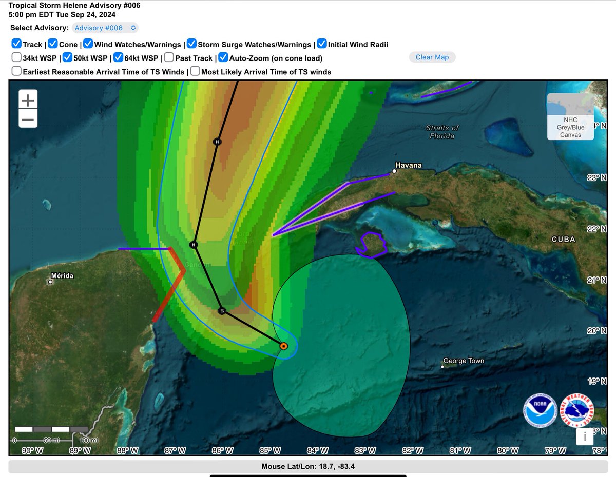 Con #John ya degradado, la principal ameniza viene de #Helene que previsiblemente llegará como Cat.1 más cerca de las costas de <a href="/AytoCancun/">Ayto Benito Juárez</a> de lo inicialmente previsto. Manténganse informados por medio de cuentas oficiales: <a href="/GobQuintanaRoo/">Gobierno Quintana Roo</a> <a href="/conagua_clima/">CONAGUA Clima</a> <a href="/ProtCivil_QRoo/">Coordinación Estatal de Protección Civil QRoo</a>