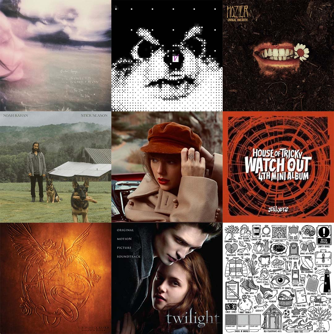 STATIONHEAD's tweet image. You can only choose one 🍂 #Autumn 
#BillieEilish #GuitarSongs
#V #Layover
#Hozier #UnrealUnearthUnaired
#NoahKahan #StickSeason
#TaylorSwift #Red
#xikers #HouseofTricky #WatchOut
#OliviaRodrigo #CantCatchMeNow
#VariousArtists #TwilightSoundtrack
#EdSheeran #AutumnVariations
