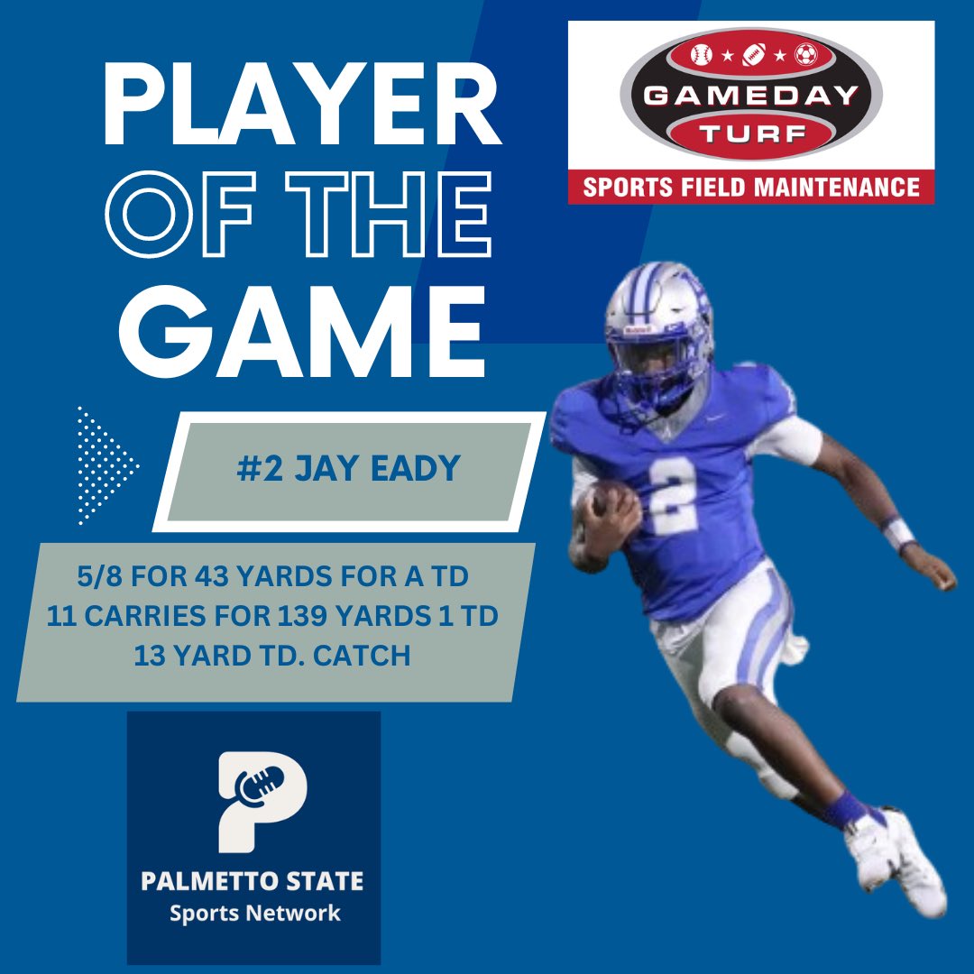 Palmetto State Sports Network (@scprepsports) on Twitter photo Congratulations to our Gameday Turf Player of the Game vs. Aiken Jay Eady! Congratulations Jay! <a href="/AirportEaglesFB/">Airport High School Football</a> <a href="/CoachFidler/">Shane Fidler</a> <a href="/AHS_Leads/">Airport High School Eagles</a> <a href="/AirportAthDept/">Airport Eagle Athletics</a> <a href="/MattSchilit/">Matt Schilit</a> <a href="/Bo19Bo19/">Bo Bowers</a> <a href="/JayEady_1/">Delreco Eady Jr</a> <a href="/re_laxinsc/">Stephen Knight</a> <a href="/teambarrs76216/">Teambarrs</a> <a href="/LouatTheState/">Lou Bezjak</a> <a href="/CoachStoudemire/">Brandon “Bam” Stoudemire</a> <a href="/junebugnewyork/">Thomas Grant Jr.</a> Congratulations to our Gameday Turf Player of the Game vs. Aiken Jay Eady! Congratulations Jay! <a href="/AirportEaglesFB/">Airport High School Football</a> <a href="/CoachFidler/">Shane Fidler</a> <a href="/AHS_Leads/">Airport High School Eagles</a> <a href="/AirportAthDept/">Airport Eagle Athletics</a> <a href="/MattSchilit/">Matt Schilit</a> <a href="/Bo19Bo19/">Bo Bowers</a> <a href="/JayEady_1/">Delreco Eady Jr</a> <a href="/re_laxinsc/">Stephen Knight</a> <a href="/teambarrs76216/">Teambarrs</a> <a href="/LouatTheState/">Lou Bezjak</a> <a href="/CoachStoudemire/">Brandon “Bam” Stoudemire</a> <a href="/junebugnewyork/">Thomas Grant Jr.</a>