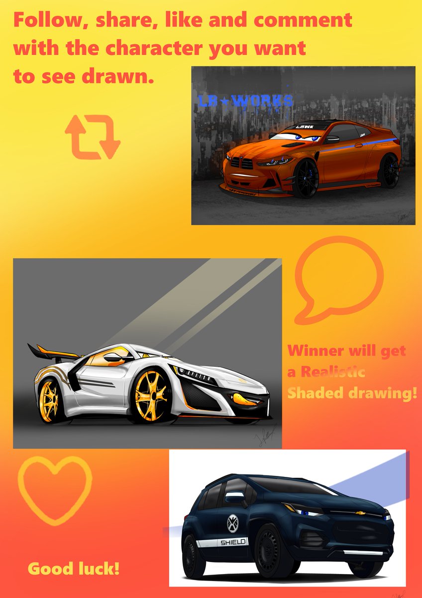WE REACHED 200 WOOO
 
  To celebrate, I'm doing a giveaway! This is your chance to win a (Fully rendered, no bg) drawing of your machine OC!

Like, share, follow and comment with the character you want to be seen drawn, I can do vehicles (Planes, cars, etc.)

Ends 4 / 10 / 24 !