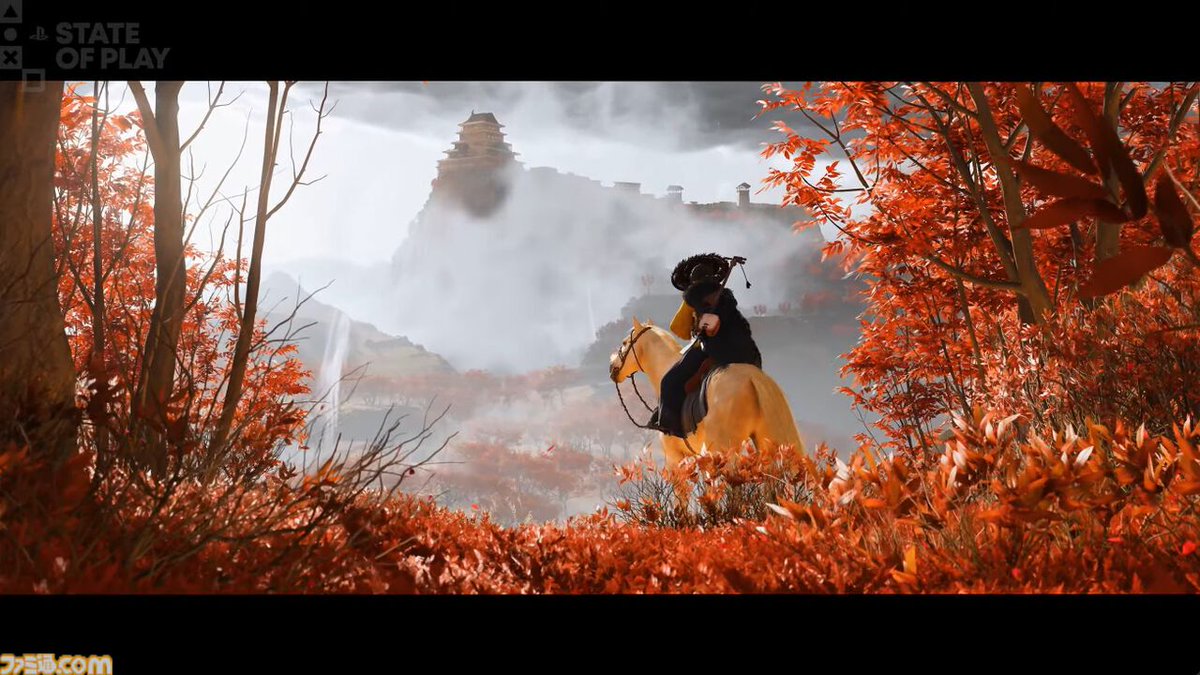famitsu's tweet photo. 『Ghost of Yotei』PS5で2025年発売。『Ghost of Tsushima���ゴースト・オブ・ツシマ）』サッカーパンチ・プロダクションズの新作タイトル
https://t.co/d2UV9Ex9uR

1603年、蝦夷地の中心にそびえ立つ羊蹄山の周囲を舞台に、Atsu（アツ）の物語が描かれる。 #Stateofplay https://t.co/irIi5ukKA3