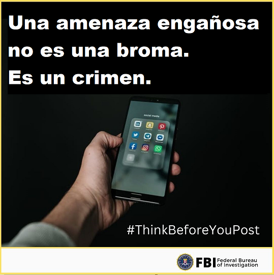 miFBIElPaso's tweet image. Con más amenazas escolares en El Paso y Midland/Odessa, #FBIEP quiere recordarle que las amenazas falsas tienen graves consecuencias a nivel estatal y federal. No es una broma. #ThinkBeforeYouPost