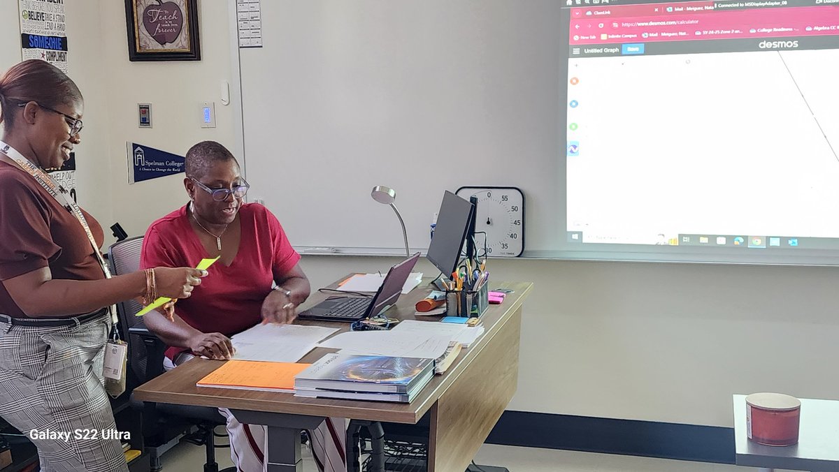 LSimmons1920's tweet photo. Love seeing our math teachers collaborating early in the morning, exchanging ideas and strategies before the day even starts! Teaching excellence is built #beyondPLC, where the best minds come together to drive student success. #datadriven #TeamWorkMakesTheDreamWork https://t.co/bSutx0wdkW