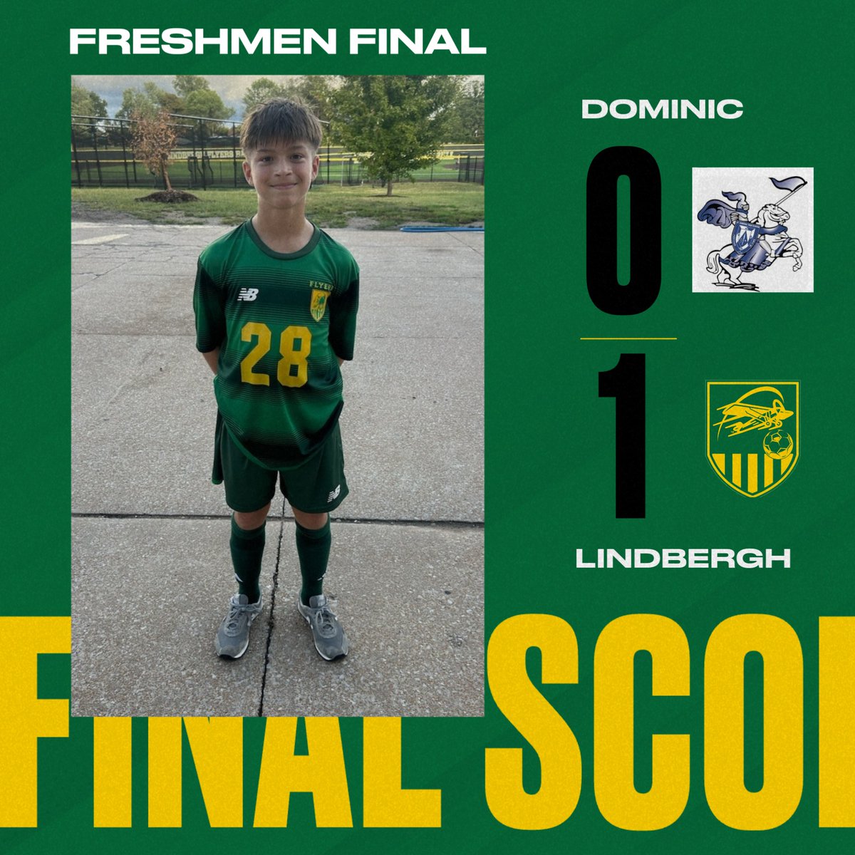 Freshmen with a great team effort to pick up a win over a good Dominic team! Goal scored by Gage Migneco. Shutout for Sam Collora and Tyler Cotner