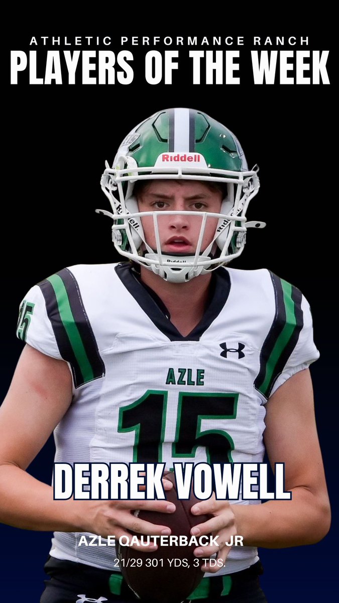 foster_sawyer's tweet photo. Congrats to AP Ranch’s Week 4 Players Of The Week @AntayviousEllis @GavinParkhurst_  @BriganceBrooks @Derrek_Vowell #APR #Crowley #ASES #Martin #Azle #FortWorth https://t.co/KEOJsuawE6
