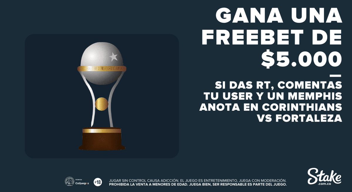 Corinthians de Ramón Díaz 🇦🇷 define ante Fortaleza tras ganar 2-0 como visitante 🇧🇷 y si Memphis Depay 🇳🇱 juega y anota, daremos una Freebet de $5.000 💸 a todo el que de RT y comente.

Apuesta aquí: ow.ly/wB3Z50Tsavc