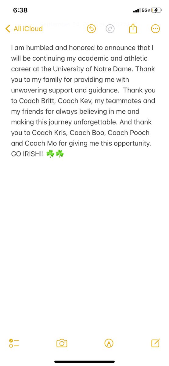 Zoey Clark (@zoeyclark2026) on Twitter photo I am excited to announce my commitment to play softball at the University of Notre Dame! GO IRISH! ☘️
<a href="/GAPatriots/">GAPatriots</a> <a href="/2Ganeff/">Kris Ganeff</a> <a href="/Coach_pooch/">Mike “Pooch” Perniciaro</a> <a href="/CoachDeOliveira/">☘️Irish Coach Boo!☘️</a> <a href="/j_spitale/">Jamie Spitale</a> @Intensity16uBOD <a href="/NDsoftball/">Notre Dame Softball</a> <a href="/intensitykod/">Kevin ODonnell</a> <a href="/SSN_Softball/">Sidelines - College Softball 🥎</a> <a href="/SoftbalAmerica/">Softball America</a> <a href="/ExtraInningSB/">EXTRA INNING SOFTBALL</a> I am excited to announce my commitment to play softball at the University of Notre Dame! GO IRISH! ☘️
<a href="/GAPatriots/">GAPatriots</a> <a href="/2Ganeff/">Kris Ganeff</a> <a href="/Coach_pooch/">Mike “Pooch” Perniciaro</a> <a href="/CoachDeOliveira/">☘️Irish Coach Boo!☘️</a> <a href="/j_spitale/">Jamie Spitale</a> @Intensity16uBOD <a href="/NDsoftball/">Notre Dame Softball</a> <a href="/intensitykod/">Kevin ODonnell</a> <a href="/SSN_Softball/">Sidelines - College Softball 🥎</a> <a href="/SoftbalAmerica/">Softball America</a> <a href="/ExtraInningSB/">EXTRA INNING SOFTBALL</a>