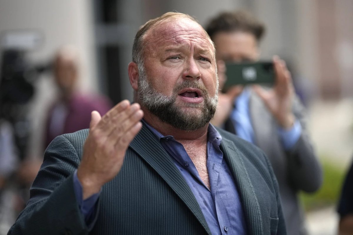 MarioNawfal's tweet photo. 🚨🇺🇸 BREAKING: ALEX JONES' INFOWARS ASSETS TO BE AUCTIONED

A federal judge will approve auctions of Alex Jones' Infowars assets this fall to help pay over $1 billion in damages owed to Sandy Hook families.

The auctions start Nov. 13, with Infowars trademarks, copyrights, and websites up for sale, followed by studio equipment on Dec. 10.

Jones vows to continue his shows through alternative platforms despite the liquidation.

Source: AP News