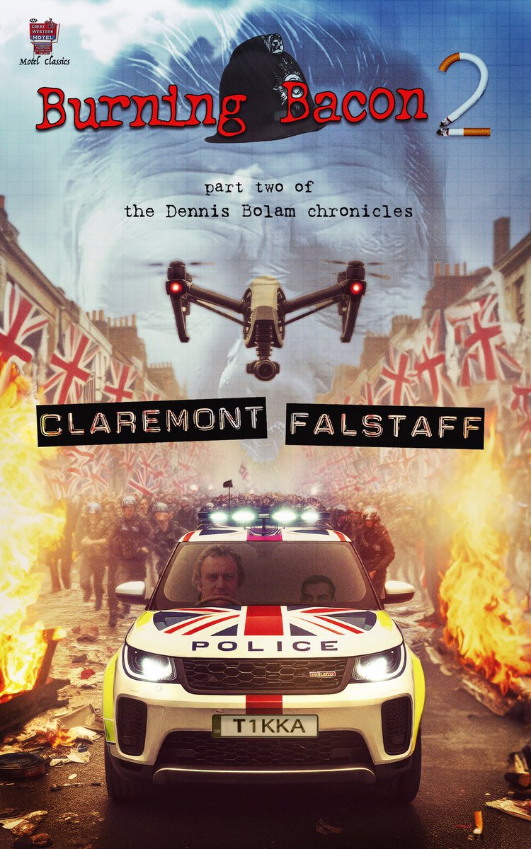MotelClassic's tweet photo. 🚨#NEWRELEASE! 

BURNING BACON 2 🚔

Dennis Bolam is back!

His job is on the line as community tensions escalate into civil unrest...

This time it's personal - for everyone!  

#riot #police #vigilante #BurningBacon2 
#writingcommunity #motelclassics 
https://t.co/Iqb2oPidXX https://t.co/GymB7L8Kvo