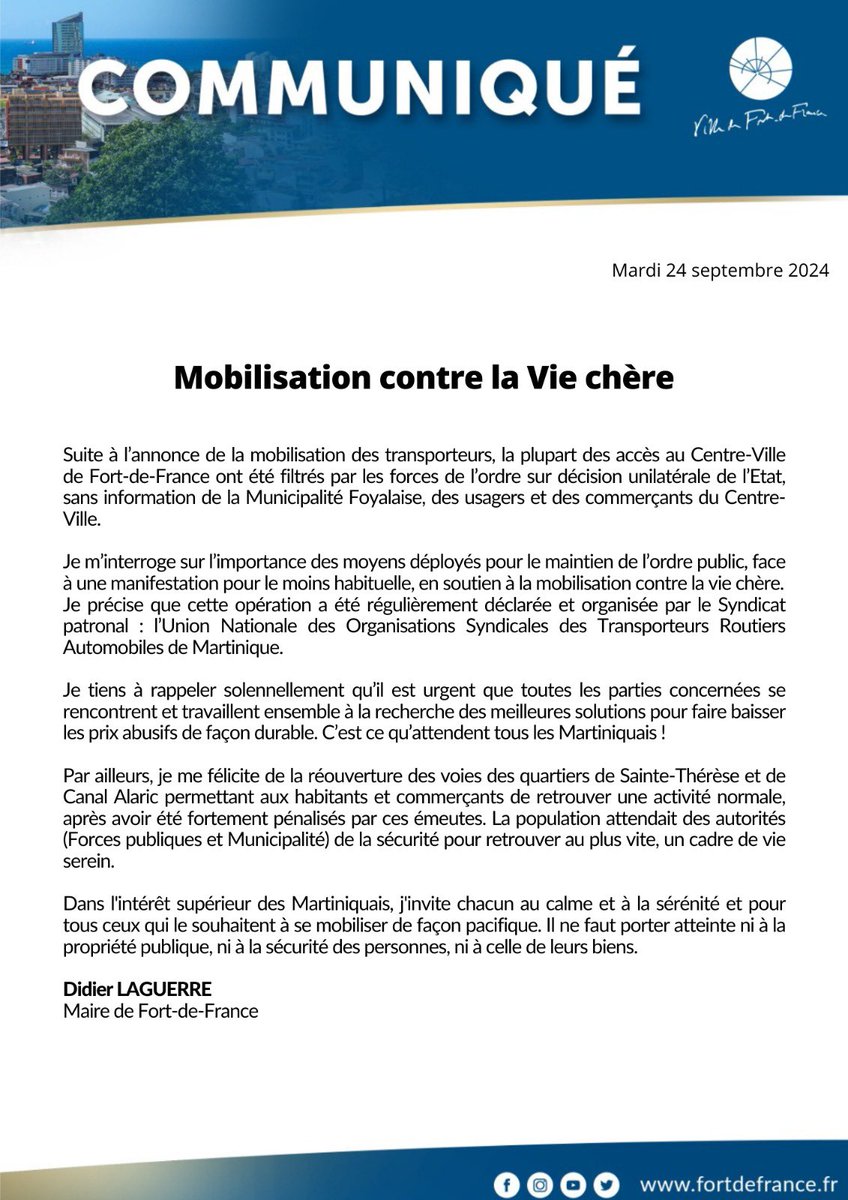 [ 𝗠𝗼𝗯𝗶𝗹𝗶𝘀𝗮𝘁𝗶𝗼𝗻 𝗰𝗼𝗻𝘁𝗿𝗲 𝗹𝗮 𝘃𝗶𝗲 𝗰𝗵𝗲̀𝗿𝗲 ] #fortdefrance #martinique #viechere