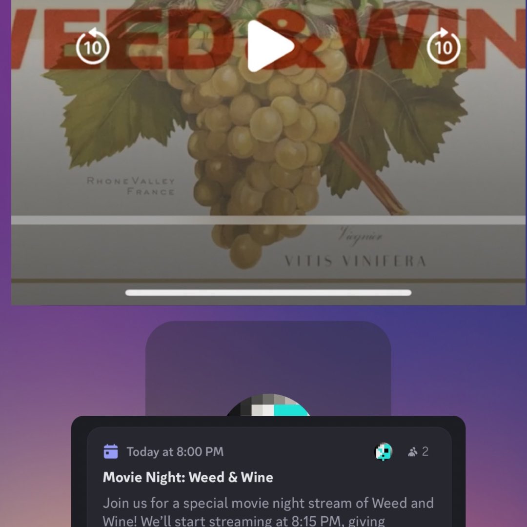 THCwisconsin's tweet photo. Movie night tonight on The Hub Collective Discord server! Join us at 8:00 PM CST for the premiere of Weed and Wine. Whether you’re rolling one or pouring a glass of wine, we’re excited to vibe and watch together.

Check the link in bio to join The Hub Collective Discord! https://t.co/5RJMQzpIIV