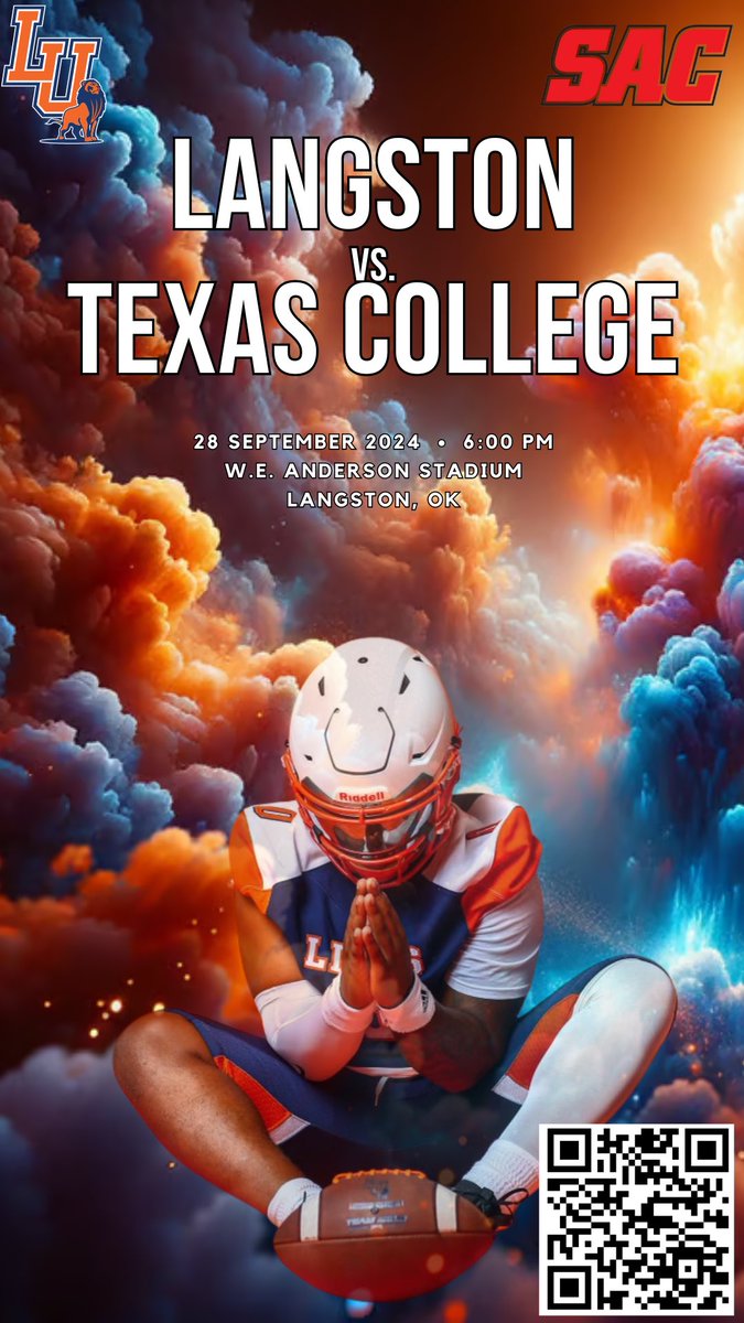 Langston Lions FB (@luboysfootball) on Twitter photo ๐<a href="/LangstonSports/">Langston Athletics</a> vs Texas College
โฑ๏ธ 6:00pm Kickoff
๐<a href="/LangstonU/">Langston University</a> 
๐จ๐จ๐จAttention all recruits this is an official game day invite. We would love for you to join us this weekend for our first home game at W. E. Anderson Stadium.๐จ๐จ๐จ ๐<a href="/LangstonSports/">Langston Athletics</a> vs Texas College
โฑ๏ธ 6:00pm Kickoff
๐<a href="/LangstonU/">Langston University</a> 
๐จ๐จ๐จAttention all recruits this is an official game day invite. We would love for you to join us this weekend for our first home game at W. E. Anderson Stadium.๐จ๐จ๐จ