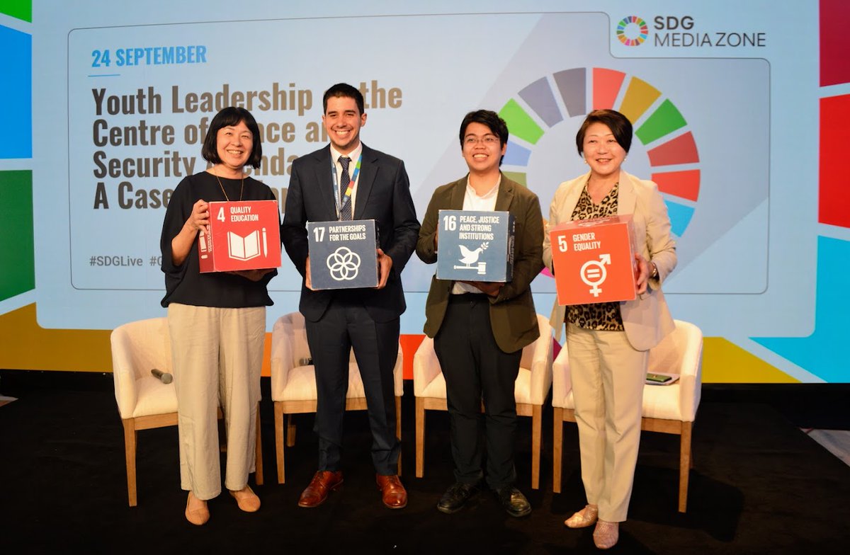 UNIC_Tokyo's tweet image. 国連本部で開催中の #SDGMediaZone の #平和 と #若者のリーダーシップ に関するセッションで日本の事例が紹介されました。 

 広島出身の核廃絶ネゴシエーター高橋悠太さんやTBSホールディングの井上波さん、フェリペ国連事務次長補（ユース担当）らが登壇🕊

視聴は👇
webtv.un.org/en/asset/k17/k…