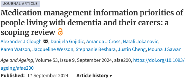 Alexander Clough (@_alexclough) on Twitter photo Our scoping review on the information needs of people with dementia and carers when it comes to managing medications is now out in <a href="/Age_and_Ageing/">Age_and_Ageing</a> Our scoping review on the information needs of people with dementia and carers when it comes to managing medications is now out in <a href="/Age_and_Ageing/">Age_and_Ageing</a>