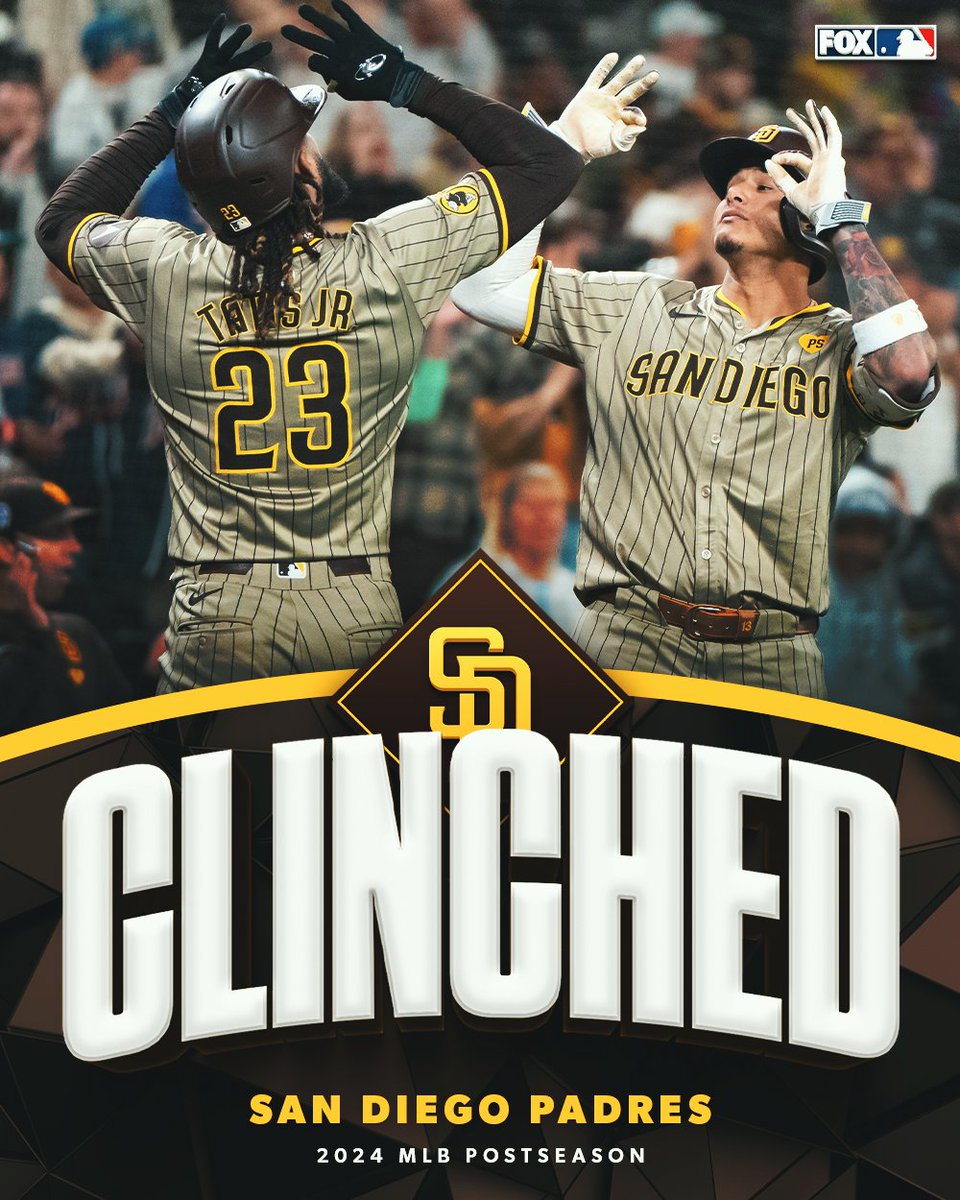 MLBONFOX's tweet image. The @Padres punch their ticket to the Postseason! 🎟️