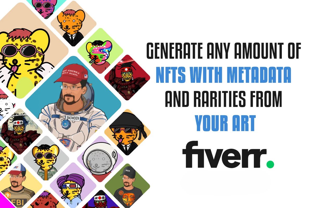 ruposhamin's tweet photo. Generate your NFT collection with metadata, rarities and exclusions!
Meet the Expert!
Place order!
Join for connect the page!https://t.co/W2IXGwDXVp
#NFTCollection #metadata #nfts #nftcommunity #nftproject #NFTcollectibles #NFT #NFTgenerators #nftgeneration #NFTart #NFTartwork https://t.co/qmcG0BMyHg
