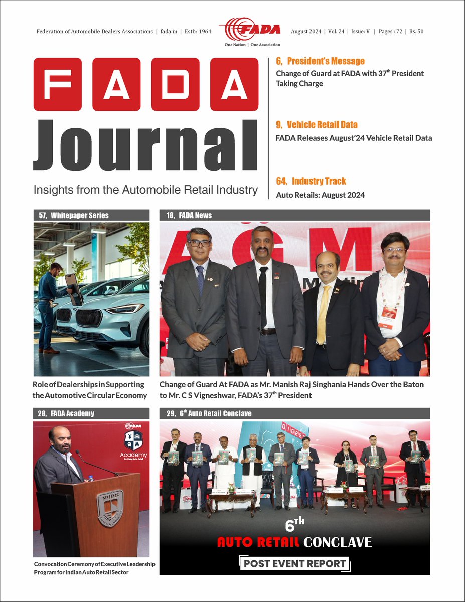 FADA_India's tweet photo. FADA Journal - August'24 issue is out...
Happy Reading!!
https://t.co/THYm0PyiEm
#Journal #AutoNews #Magazine #AutoJournal #ONOA https://t.co/nzGo7hFycz