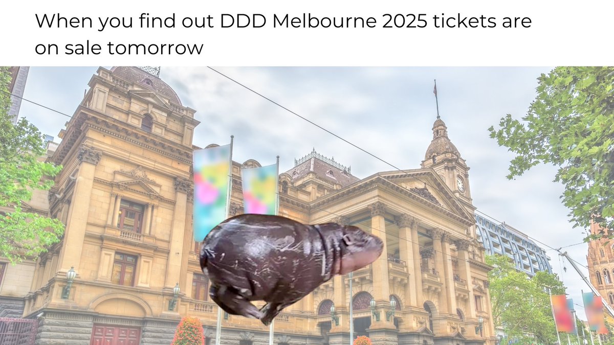 DDD Melbourne (@dddmelb) on Twitter photo Be like Moo Deng and get MOO-ving. Tickets for DDD Melbourne go on sale TOMORROW at 12pm AEDT. Grab your tickets tomorrow before they're all gone!
#DDDMelb #ticketsonsale #Moodeng Be like Moo Deng and get MOO-ving. Tickets for DDD Melbourne go on sale TOMORROW at 12pm AEDT. Grab your tickets tomorrow before they're all gone!
#DDDMelb #ticketsonsale #Moodeng