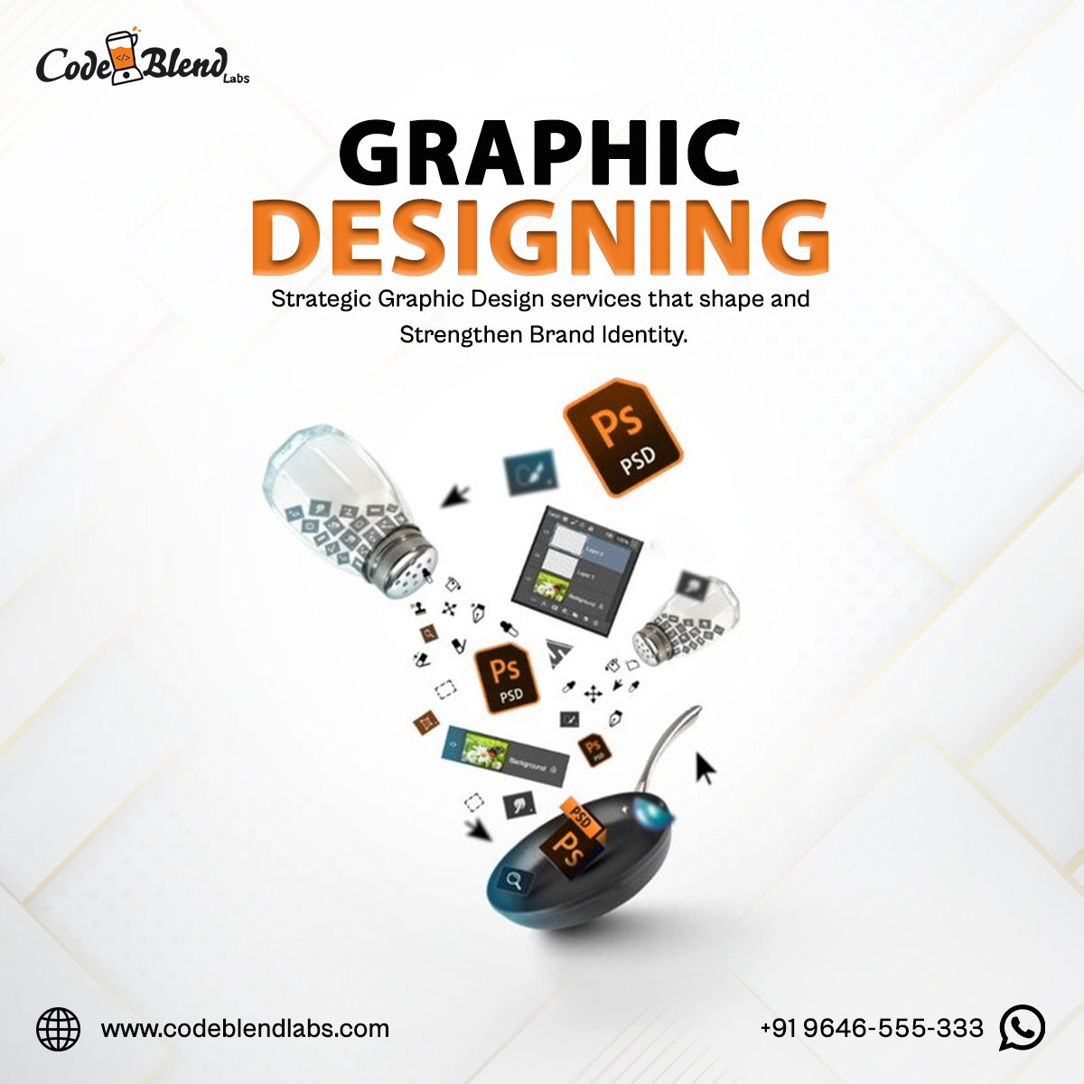 Codeblendlabs's tweet image. Is your brand telling the right story through its visuals?
At #CodeBlend Labs, we offer strategic graphic design services that do more than just beautify—they shape and strengthen your brand identity.
Ready to stand out? Let's get started today!
Call: +91-9646 555 333