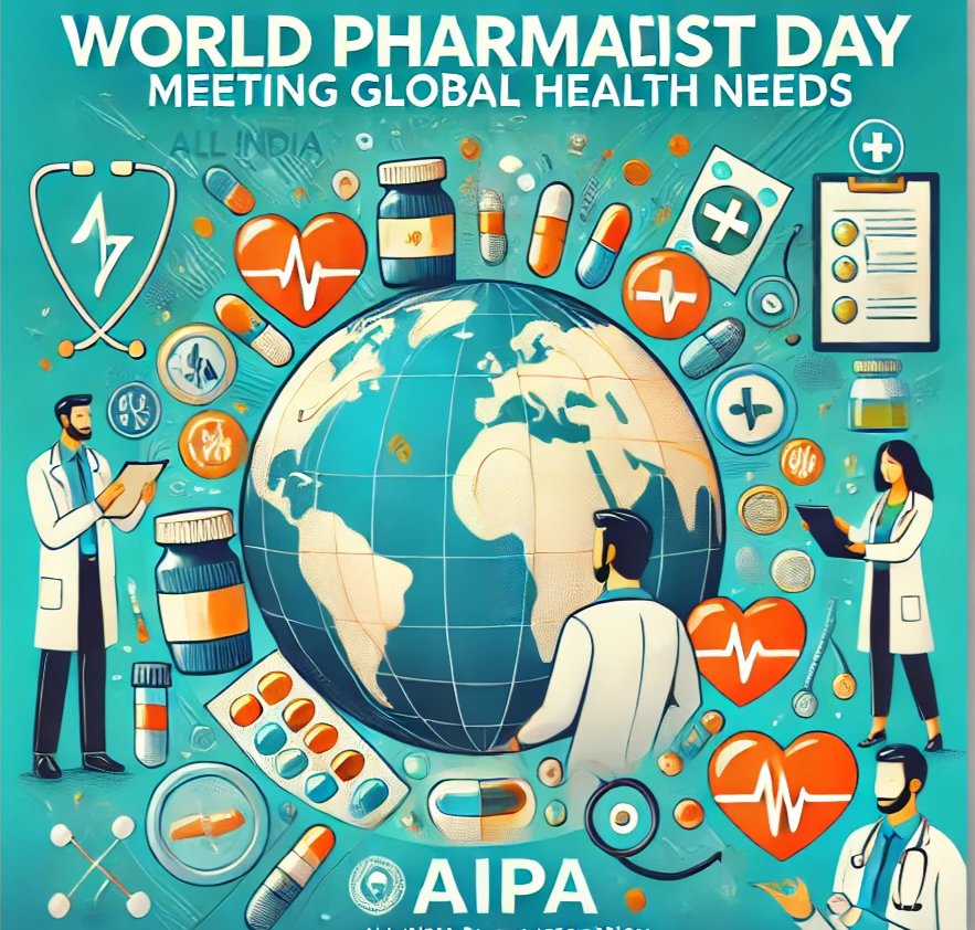 Pharmacists play a crucial role in meeting global health needs. Today, we celebrate your hard work and dedication to patient care.
Happy World Pharmacist's Day 2K24.
<a href="/DrMontuPatel/">Dr Montukumar Patel</a> <a href="/President_PCI/">Pharmacy Council of India</a> <a href="/MoHFW_INDIA/">Ministry of Health</a> <a href="/mansukhmandviya/">Dr Mansukh Mandaviya</a> <a href="/PMOIndia/">PMO India</a> <a href="/TPhWpharmacy/">The Pharmacist World</a> <a href="/WHO/">World Health Organization (WHO)</a> <a href="/ugc_india/">UGC INDIA</a>