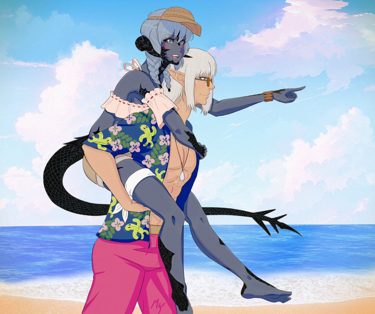 MyrDoodles's tweet image. Commission work for PaintedScales on tumblr for their cute Nomin and Estinien at the beach.

#commissionart #FF14art #ArtCommission #FFXIVART #ffxivaura