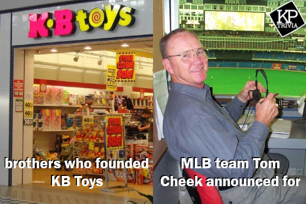 KPTrivia's tweet photo. It's Wednesday, which means it's time again for trivia at @eatgoodkind! Show off what you know and win those prizes starting at 7:00 p.m.! #notshityouresupposedtoknow
Game hints: (1) brothers who founded KB Toys (2) MLB team Tom Cheek announced for https://t.co/Be5GA9rm12
